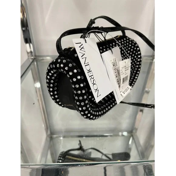 JW Anderson Evening Suede and Calf Leather Shoulder Bag with Crystals, NWT